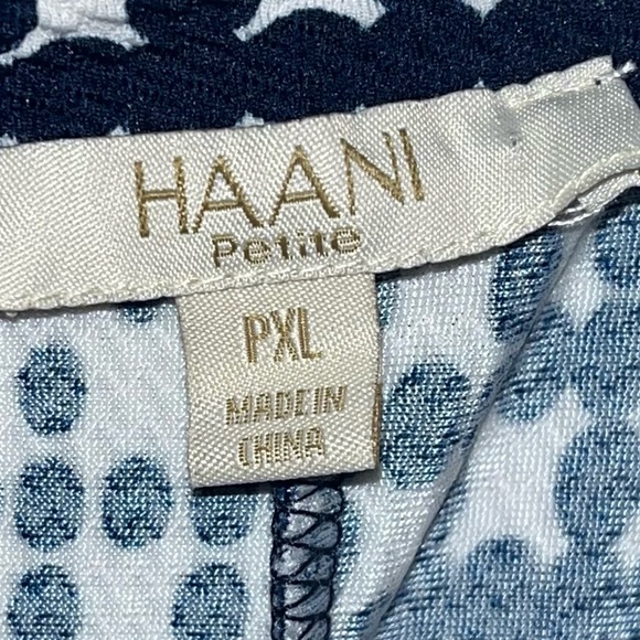 HAANI Petites Sleeveless White Navy Blue Geometric Fit N Flare Dress Size PXL - Picture 4 of 8